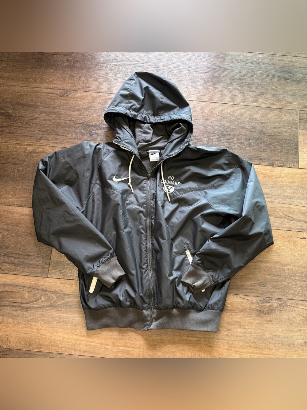 Nike Men’s Black Hooded Windbreaker Jacket - Go Cougars Size Small